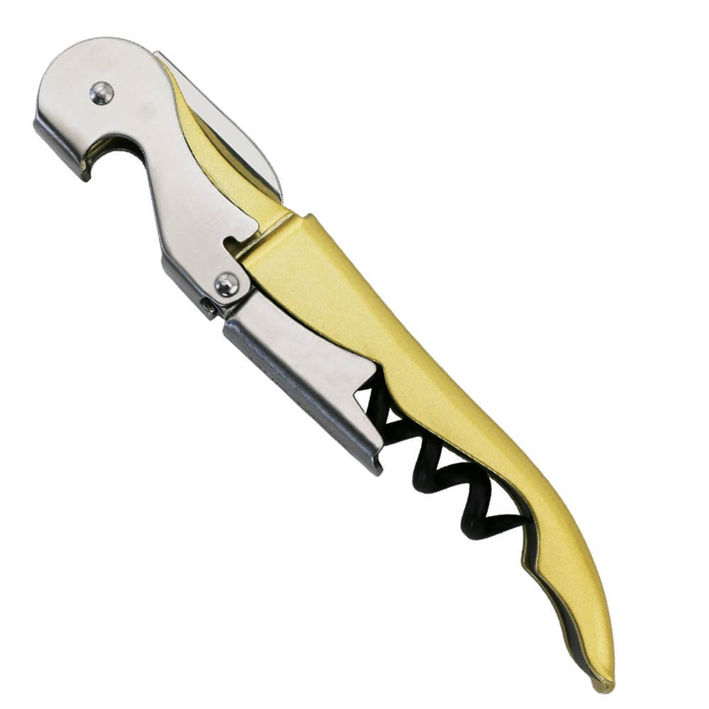 Duo-Lever corkscrew, imprinted, gold